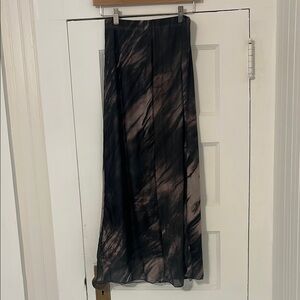 Black and Brown Pleated Maxi Skirt for Cocktail